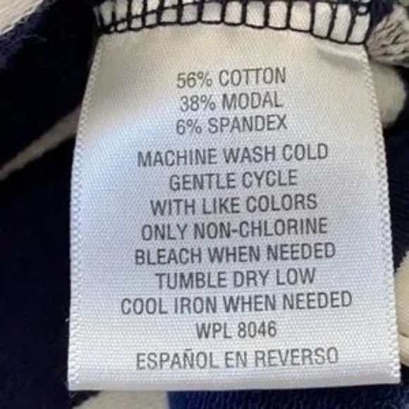 Charter Club Petite Small Striped High-Low Top Navy White Yellow Tie Detail - Picture 3 of 9